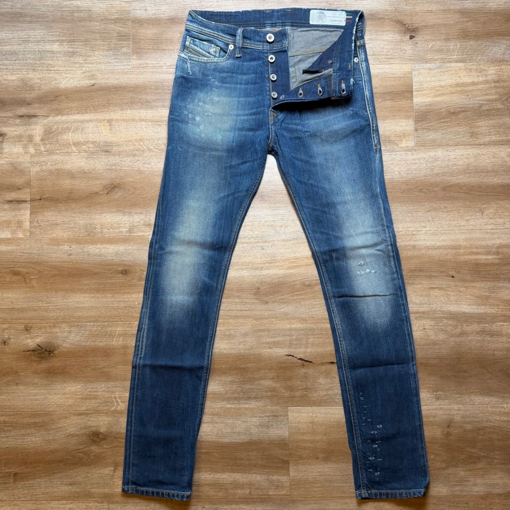 Diesel Tepphar Jeans Mens 27x30 Blue Slim Carrot Distressed Made in Italy 084XU